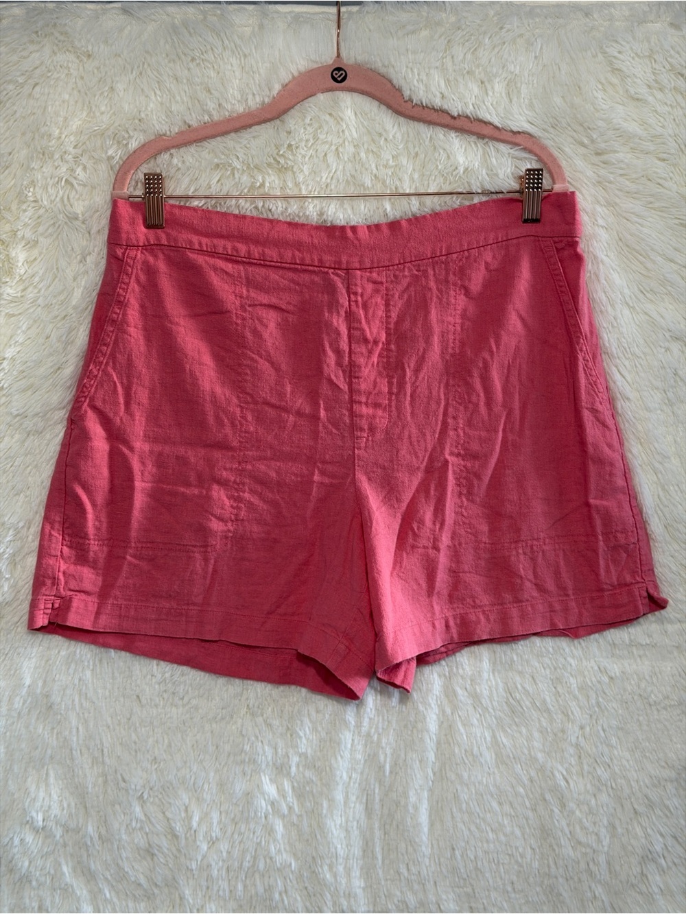 Banana Republic Womens Linen Blend Hi Rise Shorts Size L Coral Preppy Pockets